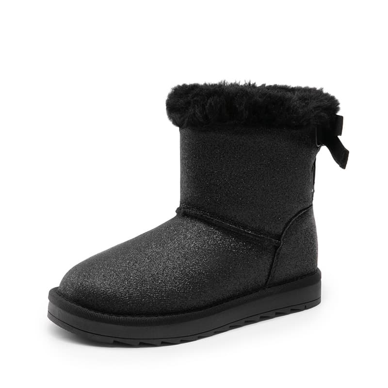 DREAM PAIRS FuzzyChic TeddyCozy Kid s Suede Bow Snow Boots
