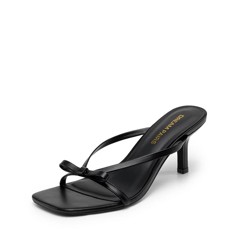 DREAM PAIRS Women s Bow Thong Kitten Heel Sandals with Non Slip Sole