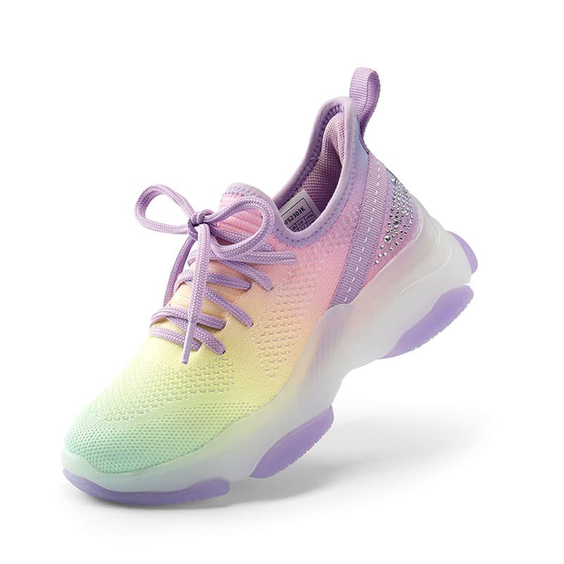 DREAM PAIRS Sparkle Pop Kids Jelly Sole Lightweight Slip On Sneakers