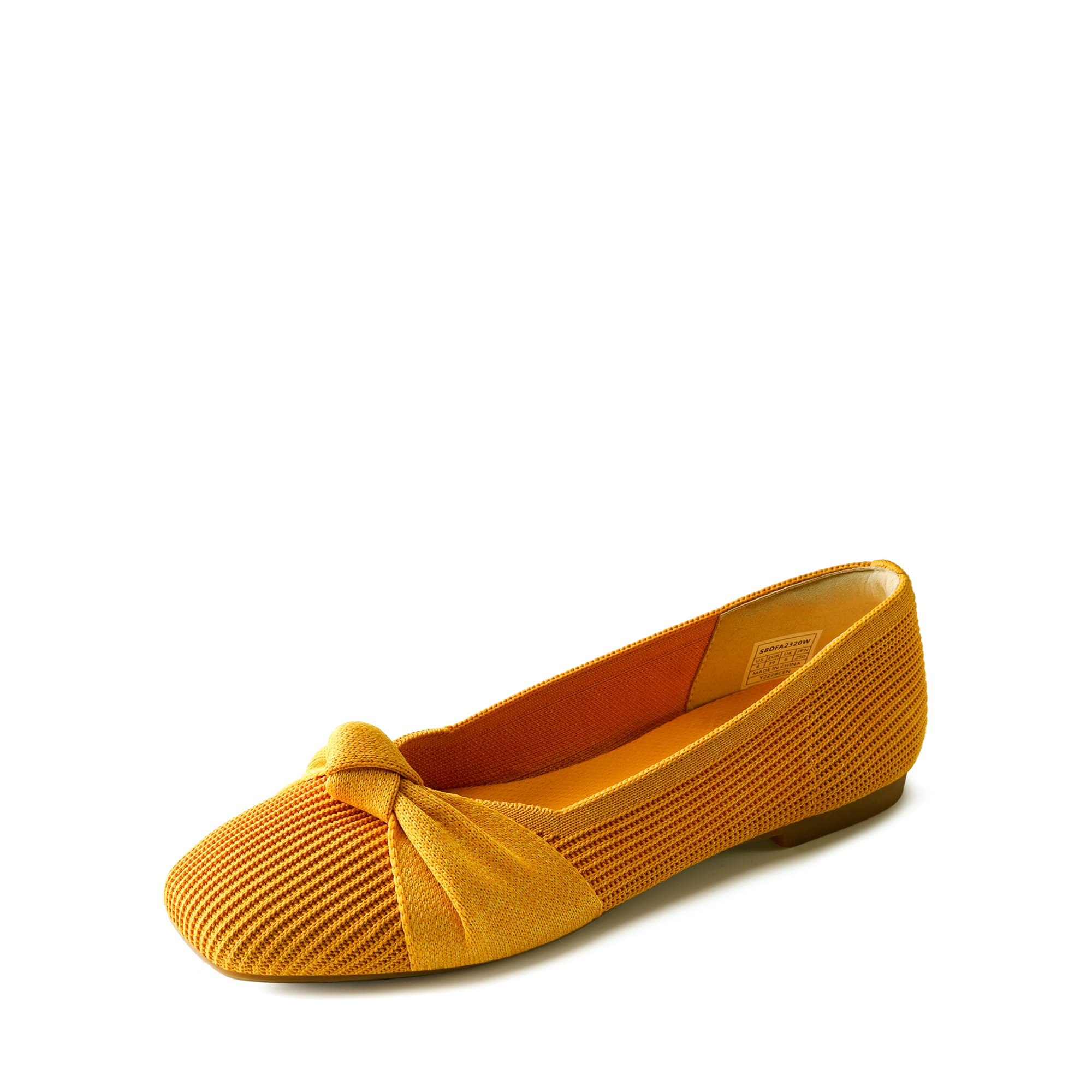 DREAM PAIRS Elegant Square Toe Knit Bow Flats