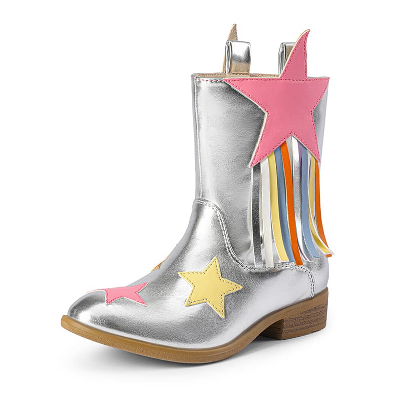 DREAM PAIRS Kids Star Tassel Cowgirl Boots