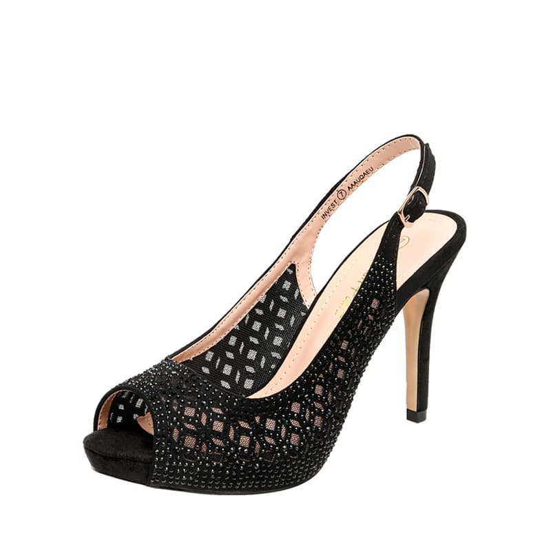 DREAM PAIRS Peep Toe Rhinestone Pumps