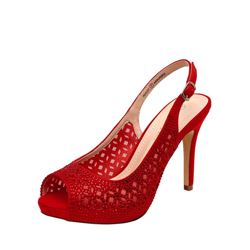 DREAM PAIRS Peep Toe Rhinestone Pumps